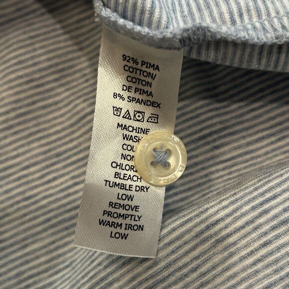 B Draddy Sport Polo Shirt Mens Large Blue Stripe Golf Performance Stretch Preppy - Picture 6 of 8